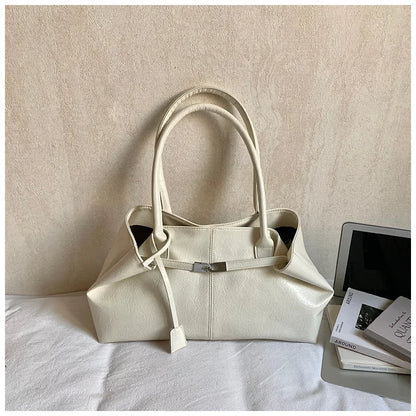Large Capacity Pleated Leather Tote Bag for Women