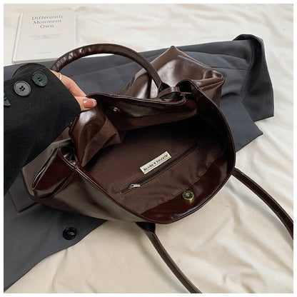 Leather Hobo Handbag – Slouchy Shoulder Tote Bag for Women