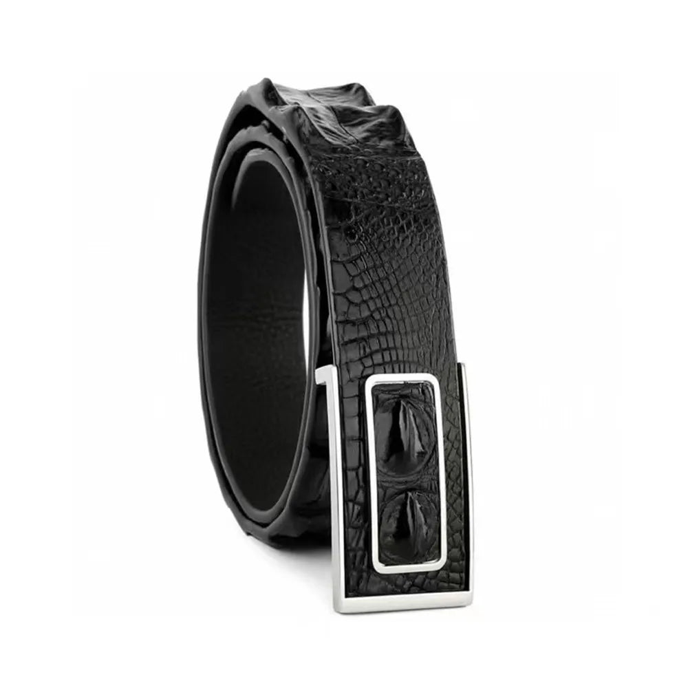 Crocodile Leather Men's Luxury Belt with Gold Buckle