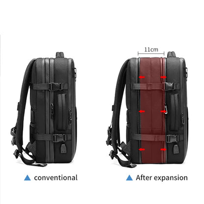 Expandable Laptop Backpack for Men – Vacuum Compression, USB Charging & Large Capacity