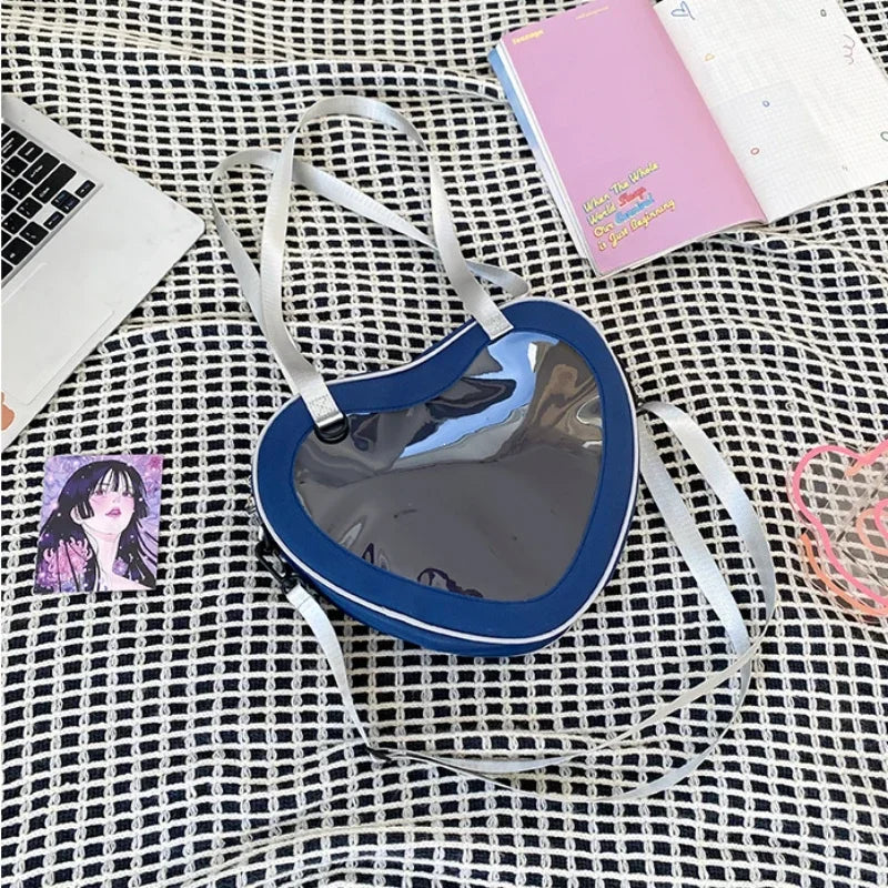 Heart-Shaped Transparent Ita Bag Crossbody for Women & Girls