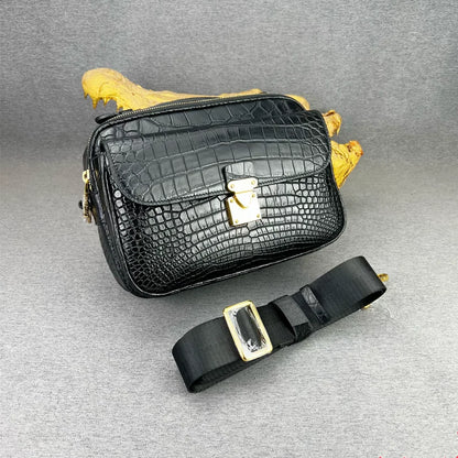 Crocodile Leather Crossbody Bag for Men – Luxury Flap Shoulder Bag
