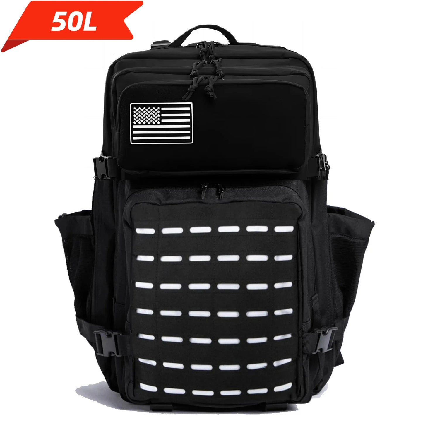Tactical Backpack 25L/50L MOLLE Hiking Rucksack with Bottle Holders