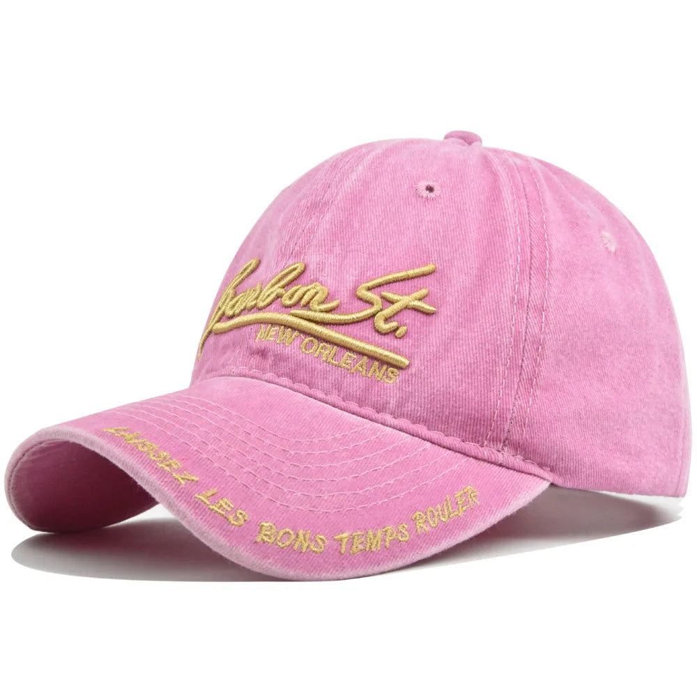 Washed Denim Baseball Cap – Bourbon St. New Orleans Embroidery