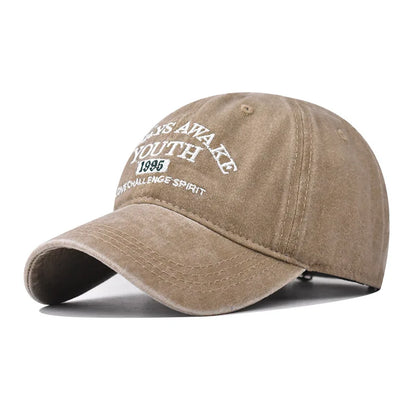 Vintage Baseball Cap – Letter Embroidery Washed Cotton Hat