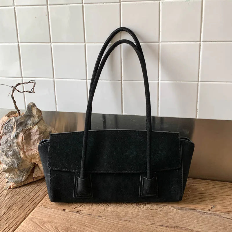 Vintage Suede Shoulder Bag – Women's Crossbody Handbag
