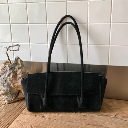 Vintage Suede Shoulder Bag – Women's Crossbody Handbag