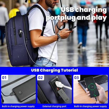 Airline-Approved Laptop Backpack for Men – 17" Business Rucksack with USB Port