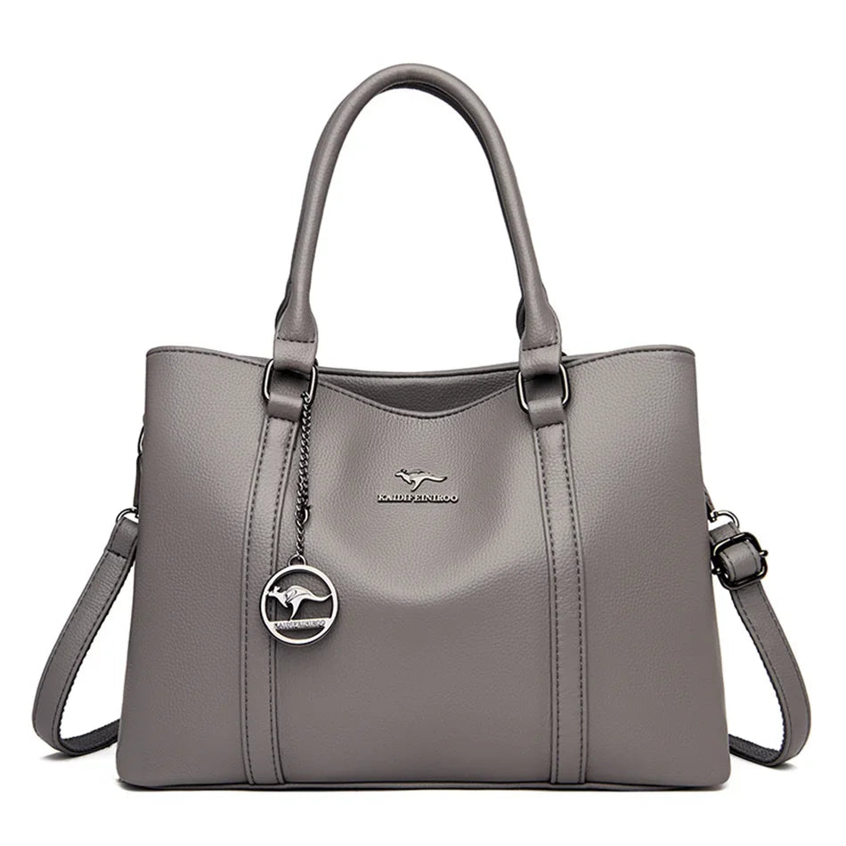 Women's Leather Tote Bag – Large Capacity Shoulder & Crossbody Handbag
