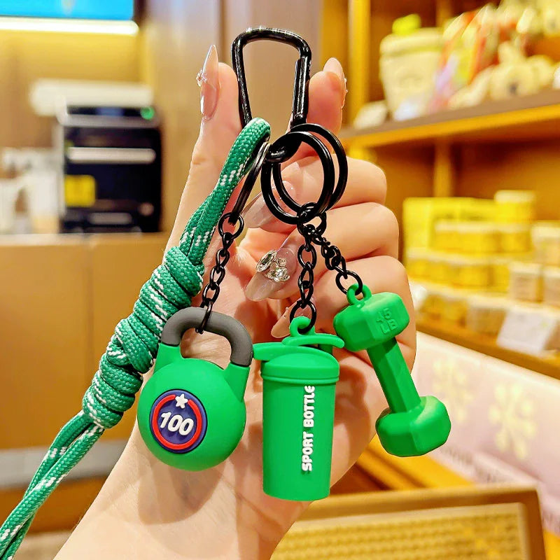 Gym Charm Keychain Set – Kettlebell, Dumbbell & Shaker
