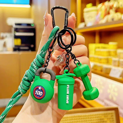 Gym Charm Keychain Set – Kettlebell, Dumbbell & Shaker