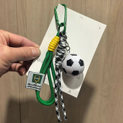 Tennis Racket Keychain – Handwoven Rope Bag Charm & Key Ring