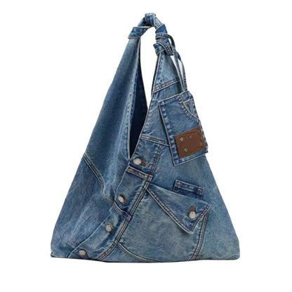 Washed Denim Women Handbags Y2k Chian Shoulder Bags Female Simple Large Capacity Student Ladies Big