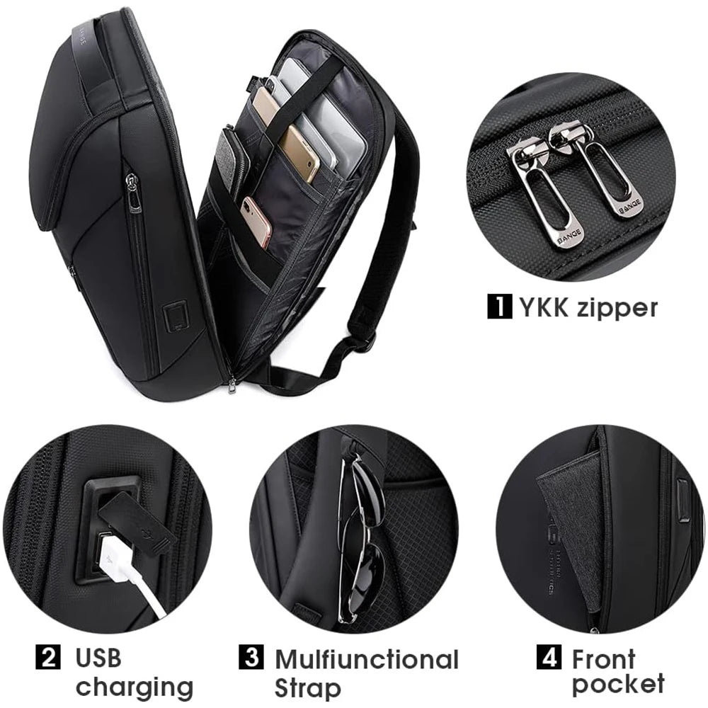 Bange Men's Waterproof Laptop Backpack 15.6" – Large Capacity Business Bag
