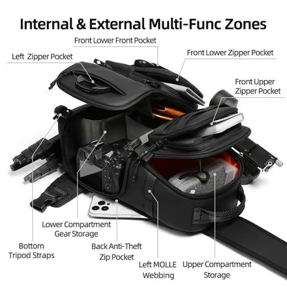 SLR Camera Crossbody Bag – Men's Shoulder Messenger for Travel, Hiking & Outdoors