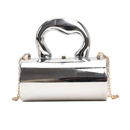 Cylinder Evening Clutch – Women's Metallic Mini Crossbody Bag