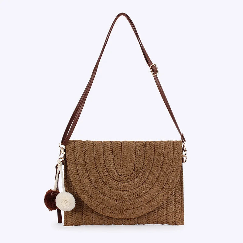 Straw Woven Envelope Clutch – Women's Summer Beach Crossbody Bag