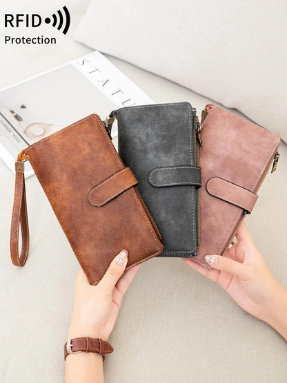Women's RFID Blocking Trifold Long Wallet – Multifunction Card Holder