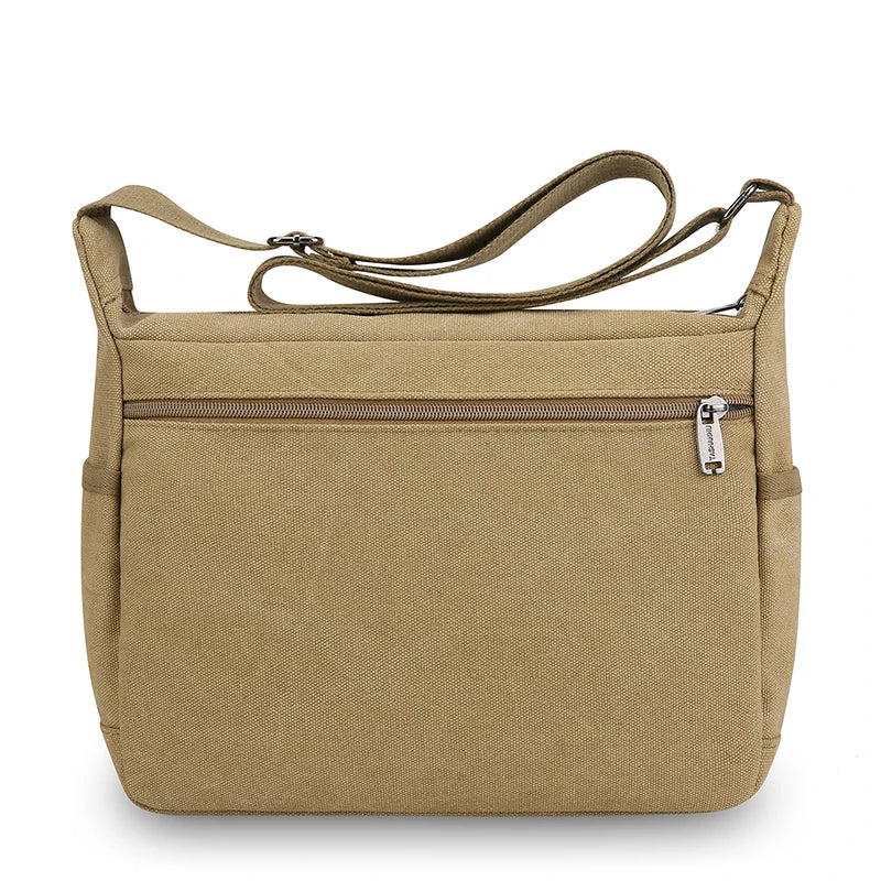 Men's Canvas Crossbody Shoulder Bag – Multi-Pocket Travel Messenger