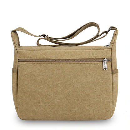 Men's Canvas Crossbody Shoulder Bag – Multi-Pocket Travel Messenger