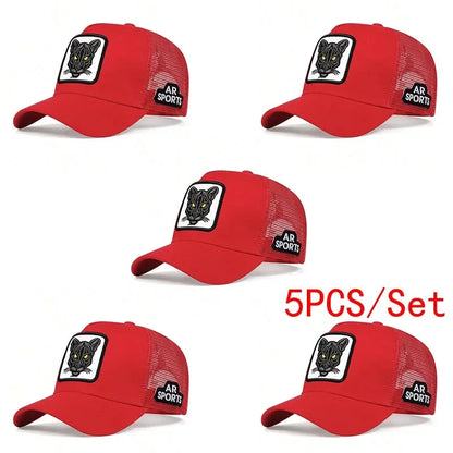 Panther Embroidery Mesh Trucker Cap – Unisex Adjustable Baseball Hat