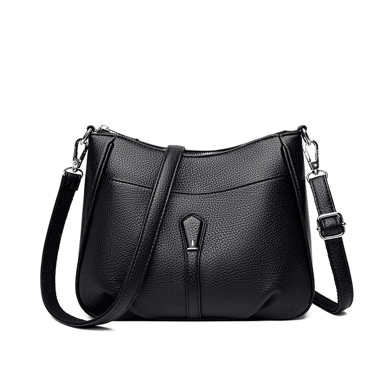 Roomy Soft Leather Crossbody Bag for Women – Classic Shoulder Purse