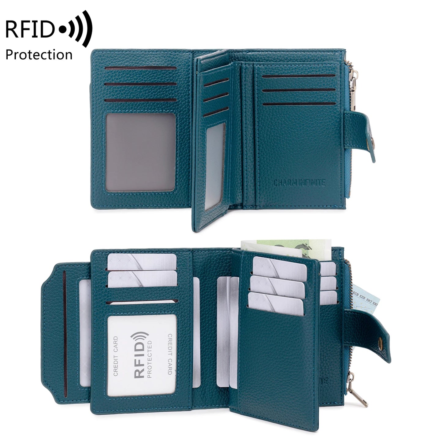 RFID Blocking Women's Short Wallet with Large Capacity