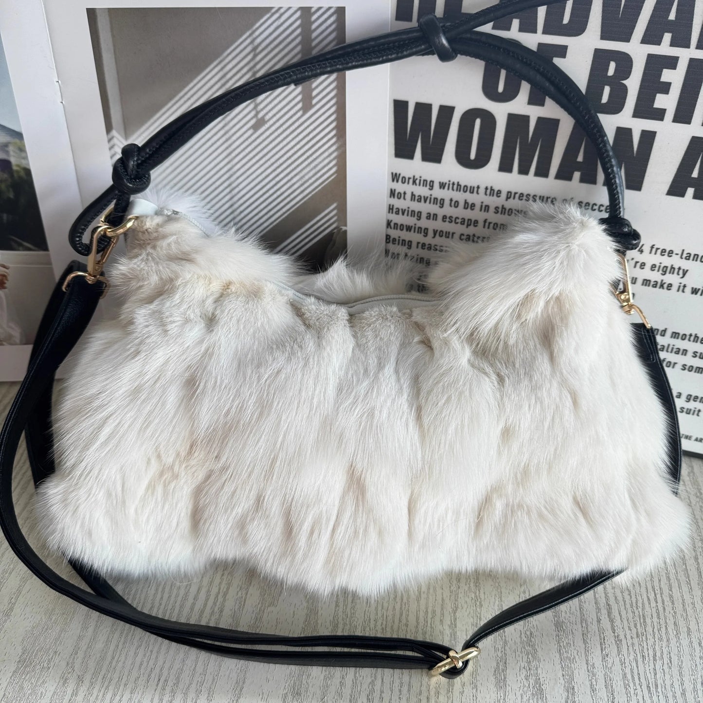 Luxury Europe America Women Real Fox Fur Bag Messenger Chain Shoulder Ladies Tote Handbag Crossbody