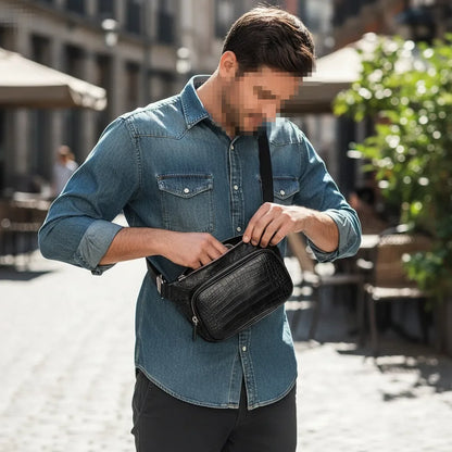 Crocodile Leather Belt Bag Men – Luxury Crossbody Waist Pack