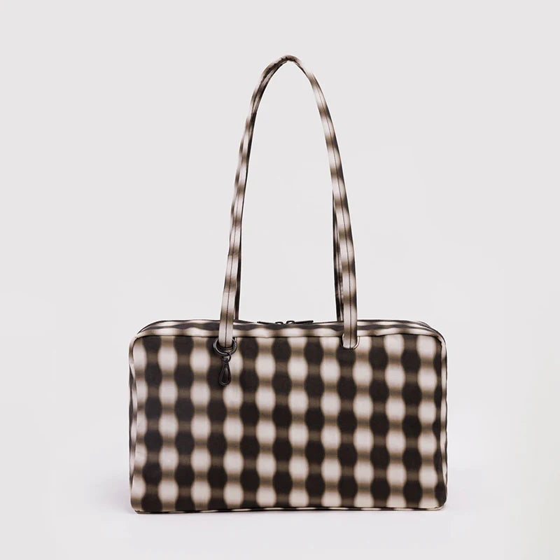 Plaid Nylon Tote Bag – Large Capacity Shoulder Handbag