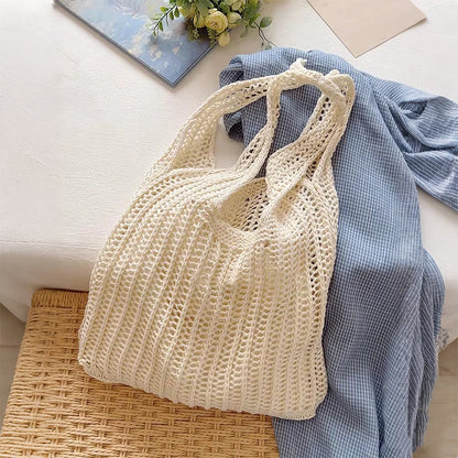 Bohemian Crochet Shoulder Bag – Large Capacity Woven Tote