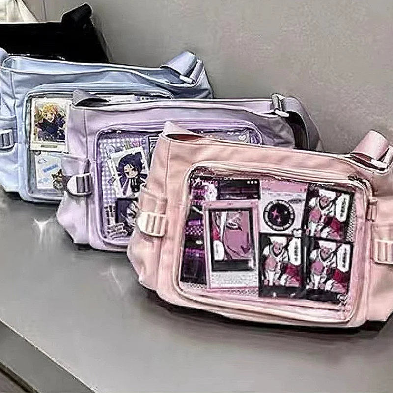 Anime Postcard Display Crossbody Bag Clear Window Messenger Bag
