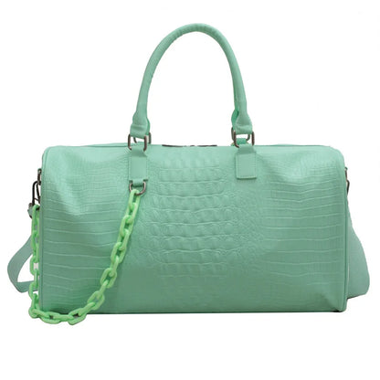 Crocodile Pattern PU Leather Travel Duffle Bag for Women