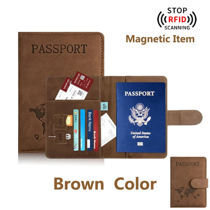 RFID Passport Holder – Travel Wallet with Card Slots & Magnetic Snap