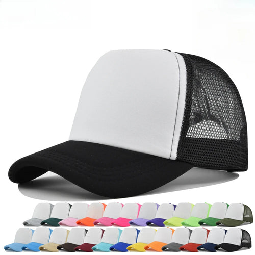 Plain Trucker Hat – Adjustable Mesh Snapback Baseball Cap