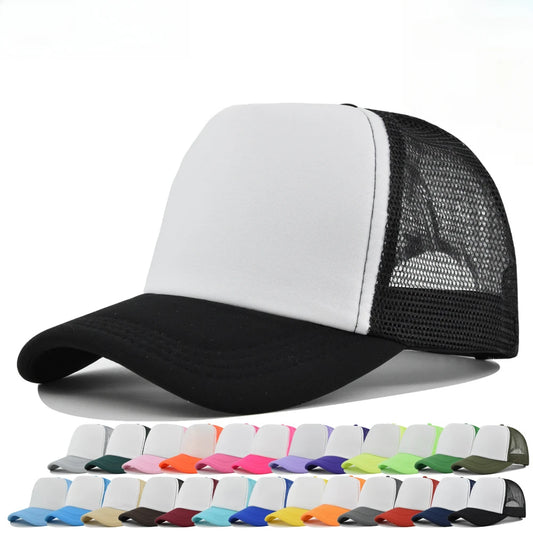 Plain Trucker Hat – Adjustable Mesh Snapback Baseball Cap