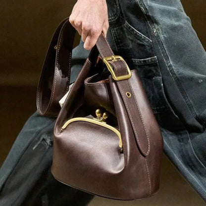 Large Capacity Commuting Tote Bag High-Quality Soft Leather Handbag Travel Crossbody Women Bucket