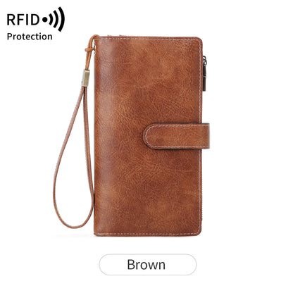 Women's RFID Blocking Trifold Long Wallet – Multifunction Card Holder