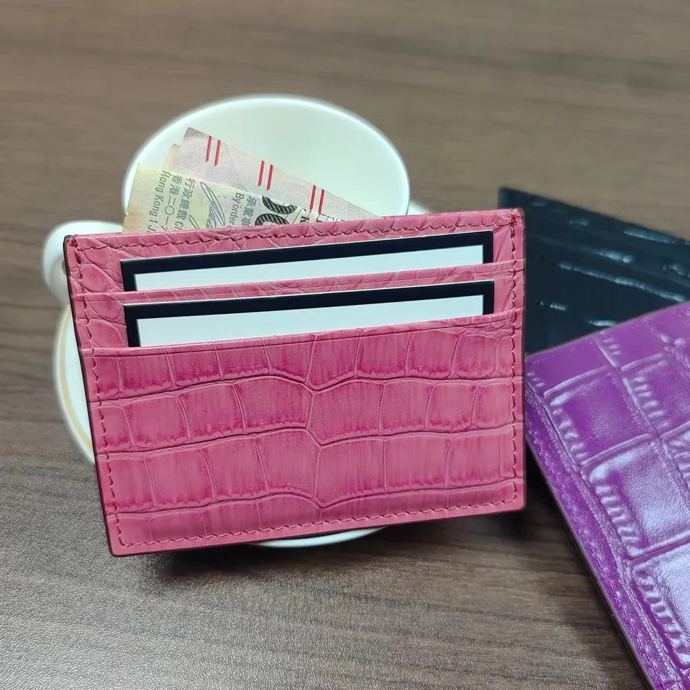 Slim Leather Card Holder Wallet for Women – Minimalist Multi-Slot Cardholder