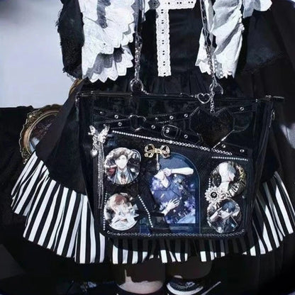 Ita Bag Large Capacity Transparent Crossbody with Love Chain