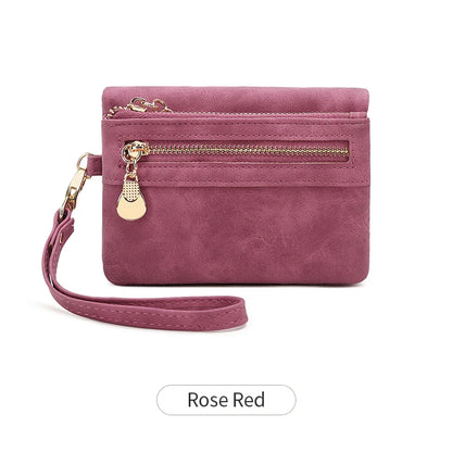 Women's Wristlet Wallet – Short PU Leather Zipper Coin Purse with Card Slots