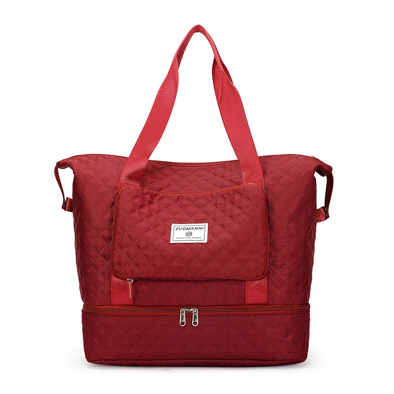 Large Capacity Gym Duffel Bag – Lightweight Argyle Weekend Travel Bag for Women