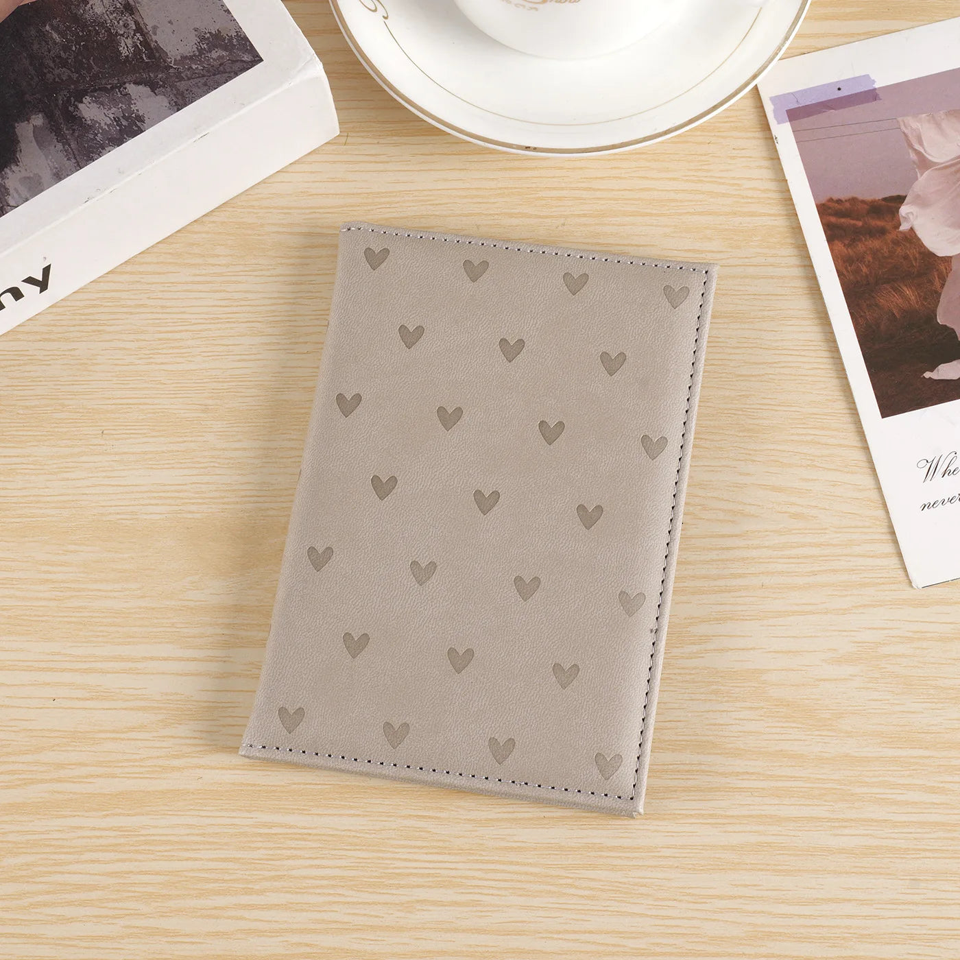 Passport Holder – Cute Heart Print PU Leather Travel Wallet