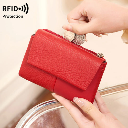 RFID Women's Tri-Fold Wallet Large Capacity Multi-Card Clutch