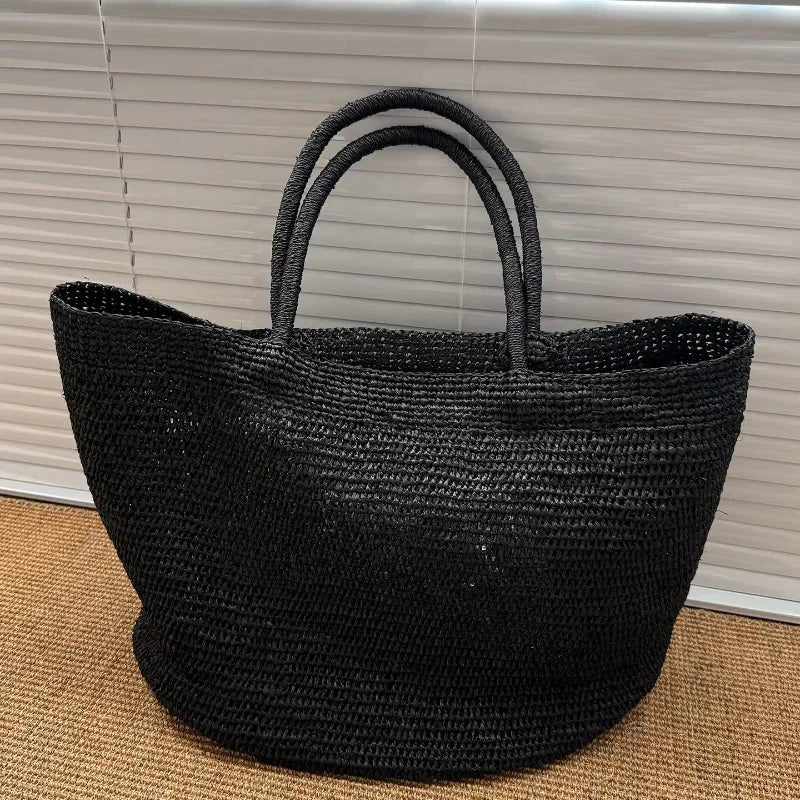 Raffia Straw Beach Tote Bag – Large Woven Shoulder Bag for Summer