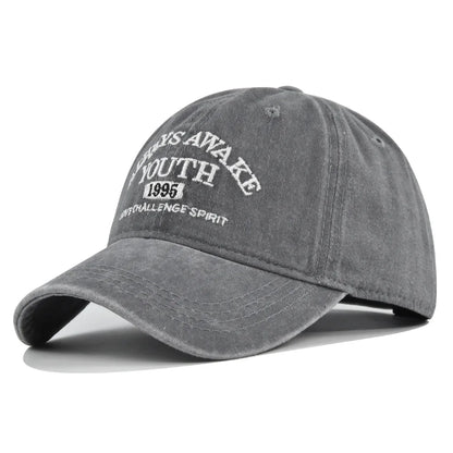 Embroidered Vintage Baseball Cap – Washed Cotton Snapback for Men & Women
