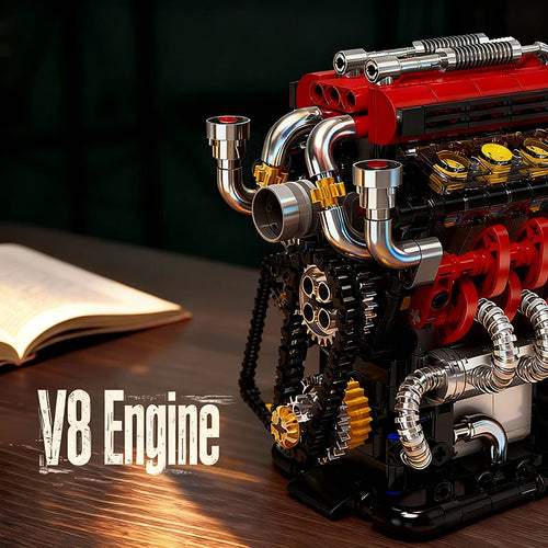 V8 Engine Building Blocks Set – Motorized 538pcs Technical Toy
