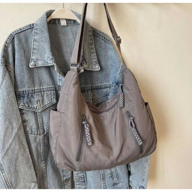 Women's Nylon Crossbody Shoulder Bag – Lightweight Travel Commuter Tote
