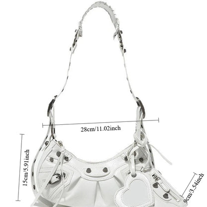 Crossbody Shoulder Bag for Women – Retro Studded Underarm Purse