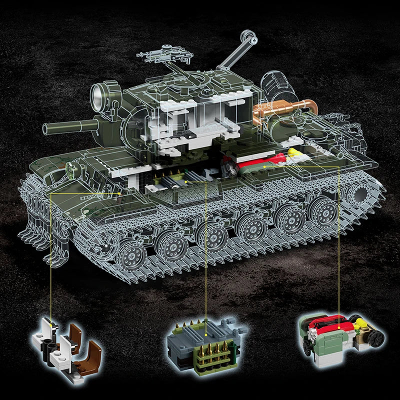 KV-2 Heavy Tank MOC Building Set – 2235-Piece Military Brick Model